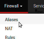 Menu Firewall > Aliases - pfSense - Provya