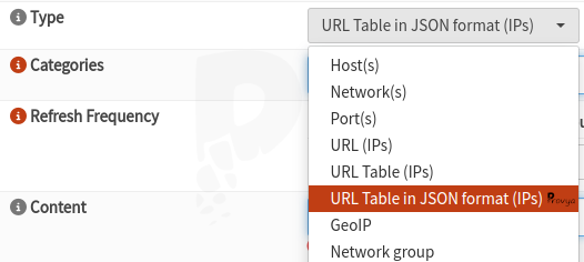 Alias au format JSON sous OPNsense - Provya