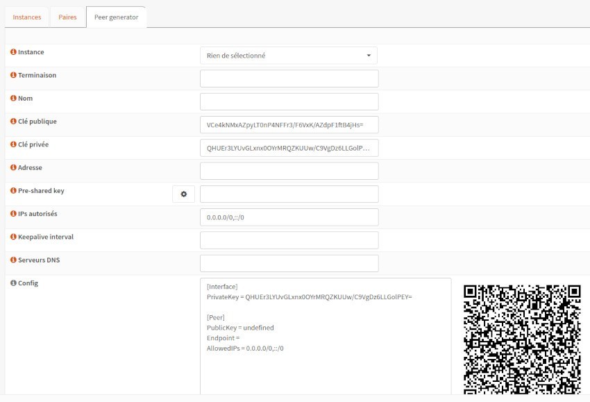 Générateur de QR code pour WireGuard