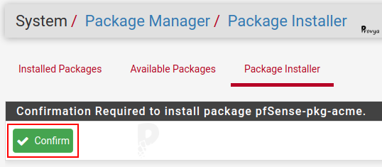 Installer un paquet - pfSense - Provya
