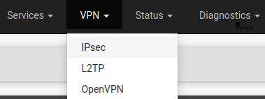 Menu VPN > IPsec - pfSense - Provya