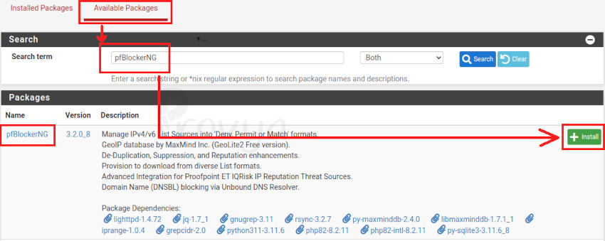 Installer pfBlockerNG - pfSense - Provya