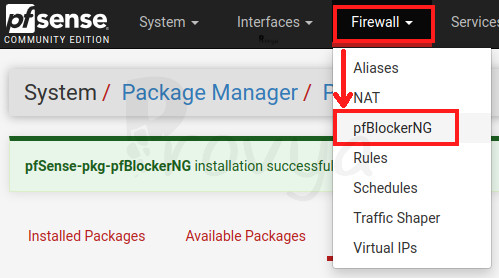 Menu Firewall > pfBlocerNG - pfSense - Provya