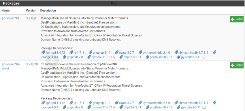 pfBlockerNG pour pfSense