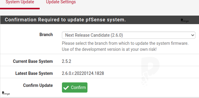 Tester pfSense 2.6.0 Release Candidate - Provya