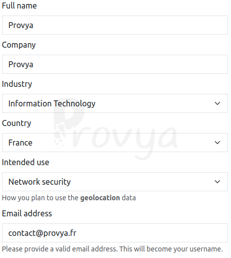 Création compte MaxMind pour pfSense