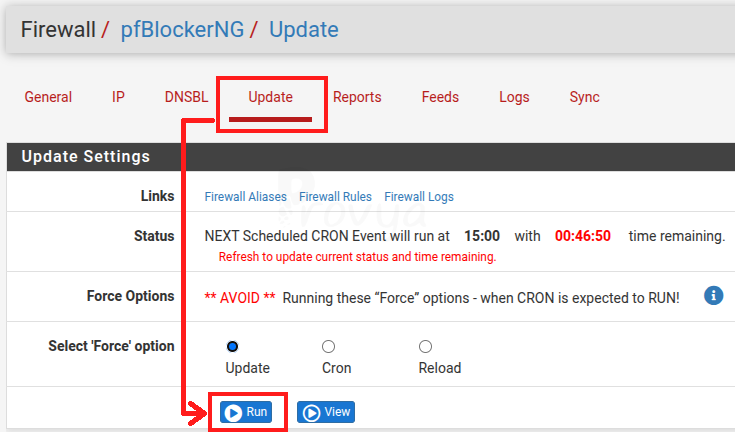 Forcer la mise à jour de pfBlockerNG - pfSense - Provya