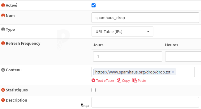 Configuration de la liste DROP de SpamHaus - OPNsense - Provya